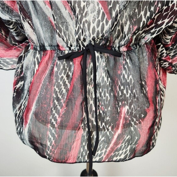 Miley Cyrus x Max Azria Pink & Black Animal Print Sheer Caftan Style Blouse XL - Picture 2 of 8